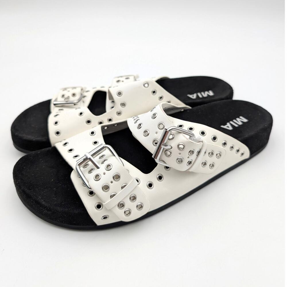 Mia Brooklyn Slide Sandals Adjustable Strap Women's White Size US9.5 EU40